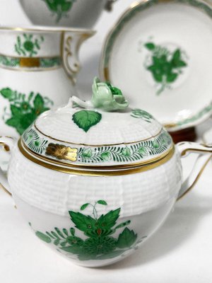 Green Porcelain Chinese Bouquet Apponyi Tea Set from Herend Hungary, Set of 10-UCH-1224410