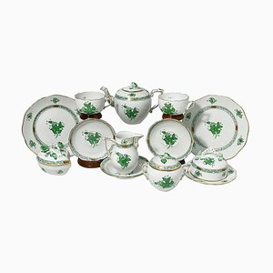 Green Porcelain Chinese Bouquet Apponyi Tea Set from Herend Hungary, Set of 10-UCH-1224410