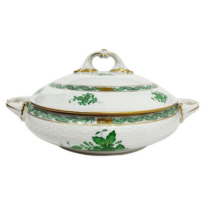 Green Porcelain Chinese Bouquet Apponyi Tureen with Handles from Herend Hungary-UCH-1224416