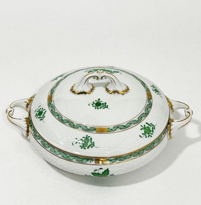 Green Porcelain Chinese Bouquet Apponyi Tureen with Handles from Herend Hungary-UCH-1224416