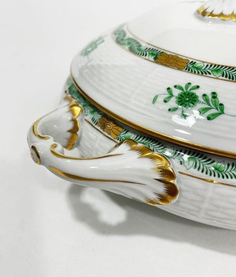 Green Porcelain Chinese Bouquet Apponyi Tureen with Handles from Herend Hungary-UCH-1224416