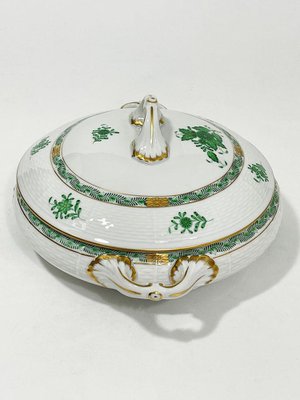 Green Porcelain Chinese Bouquet Apponyi Tureen with Handles from Herend Hungary-UCH-1224416