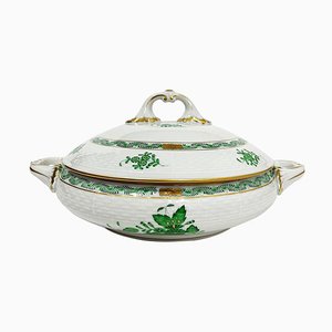 Green Porcelain Chinese Bouquet Apponyi Tureen with Handles from Herend Hungary-UCH-1224416