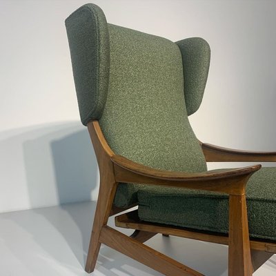 Green Terry Cloth Armchair, 1950s-KCF-910617