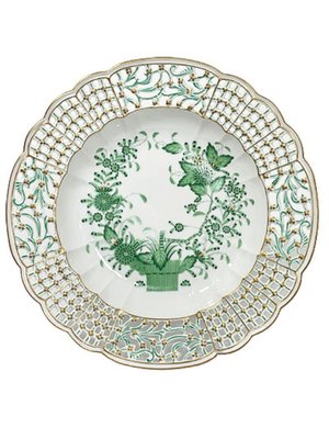 Green Wall Decoration Plates in Porcelain, Set of 2-UCH-1224443