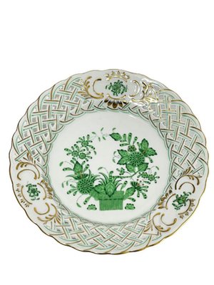 Green Wall Decoration Plates in Porcelain, Set of 2-UCH-1224443