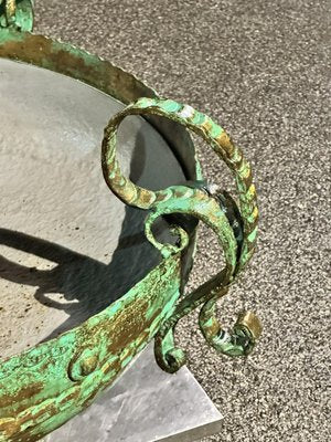 Green Wrought Iron Bracere Planter, 1970s-BNU-1751878