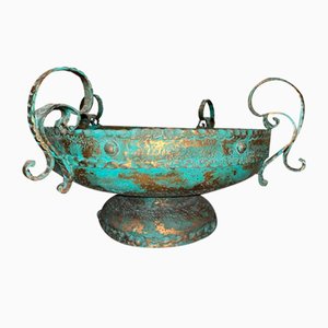 Green Wrought Iron Bracere Planter, 1970s-BNU-1751878