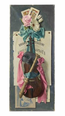 Gregorio Sciltian, Violin and Flowers, Oil on Canvas, Mid-20th Century-ZCI-1454219