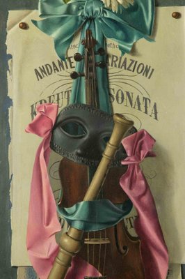 Gregorio Sciltian, Violin and Flowers, Oil on Canvas, Mid-20th Century-ZCI-1454219