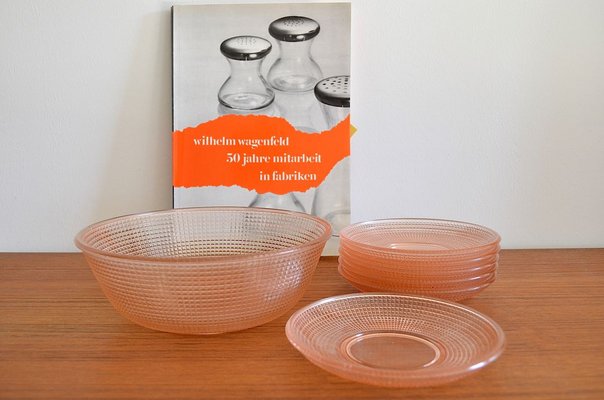 Greifswald Bowl Set by Wilhelm Wagenfeld for Vereinigte Lausitzer Glaswerke, 1930s, Set of 7-OV-625676