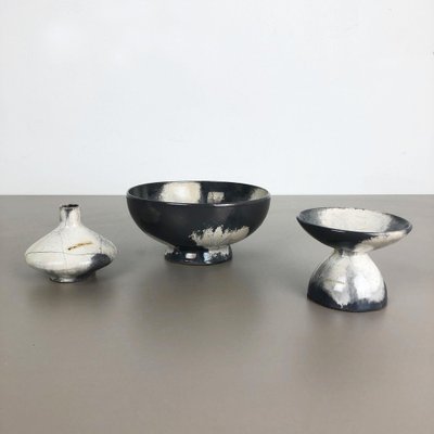 Grey Ceramic Studio Pottery Vases from Otto Keramik, Germany, 1980s, Set of 3-QZ-1053082