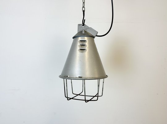 Grey Industrial Aluminium Cage Pendant Lamp, 1970s-CGF-1746393