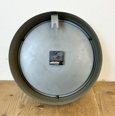 Grey Industrial Factory Wall Clock from Pragotron, 1960s-CGF-1757909