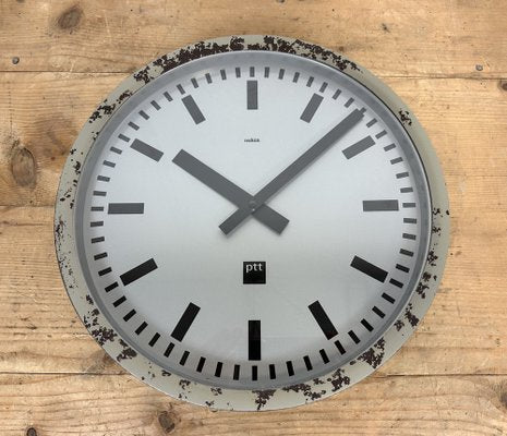 Grey Industrial Station Wall Clock from Nedklok, 1960-CGF-1408507