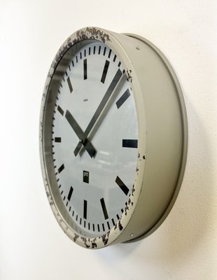 Grey Industrial Station Wall Clock from Nedklok, 1960-CGF-1408507