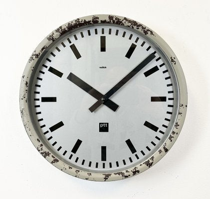 Grey Industrial Station Wall Clock from Nedklok, 1960-CGF-1408507