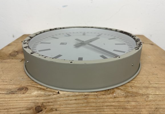 Grey Industrial Station Wall Clock from Nedklok, 1960-CGF-1408507