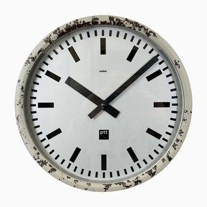 Grey Industrial Station Wall Clock from Nedklok, 1960-CGF-1408507