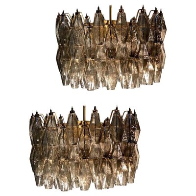 Grey Murano Glass Poliedri Chandeliers in the Style of Carlo Scarpa, Set of 2-MBH-1032495