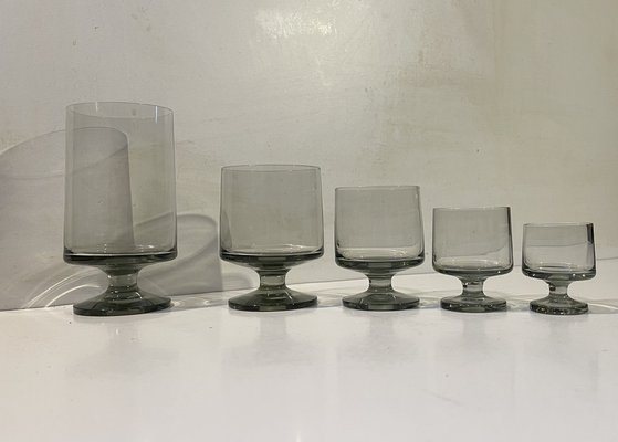 Grey Smoked Glasses by Meyer & Trier for Holmegaard, 1960s, Set of 59-LCR-1750490