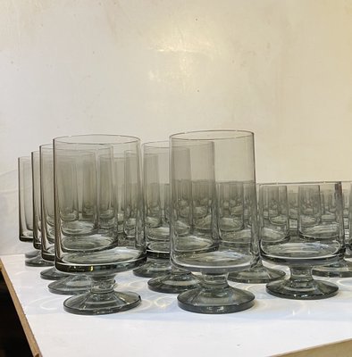 Grey Smoked Glasses by Meyer & Trier for Holmegaard, 1960s, Set of 59-LCR-1750490