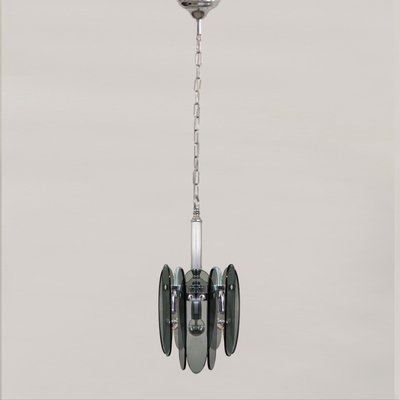 Grey Smoked Murano Glass Chandelier from Veca, Italy, 1970s-QGR-1289592