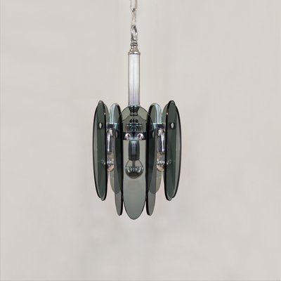 Grey Smoked Murano Glass Chandelier from Veca, Italy, 1970s-QGR-1289592