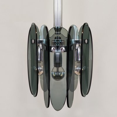 Grey Smoked Murano Glass Chandelier from Veca, Italy, 1970s-QGR-1289592