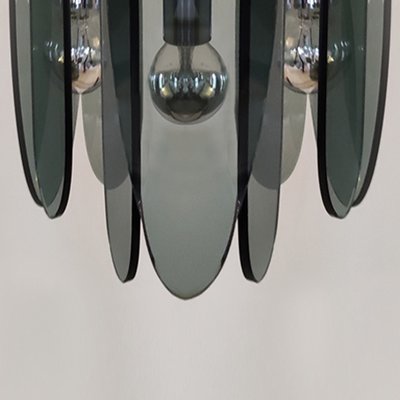 Grey Smoked Murano Glass Chandelier from Veca, Italy, 1970s-QGR-1289592