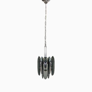 Grey Smoked Murano Glass Chandelier from Veca, Italy, 1970s-QGR-1289592