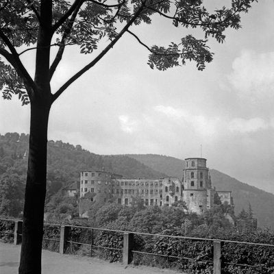 Grosse Scheffelterrasse Terrace to Castle, Heidelberg Germany 1938, Printed 2021-DYV-990651