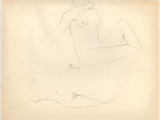 Group of Female Nudes - Original Pencil Drawing by Ernest Rouart - 1890s 1890s-ZCI-755139