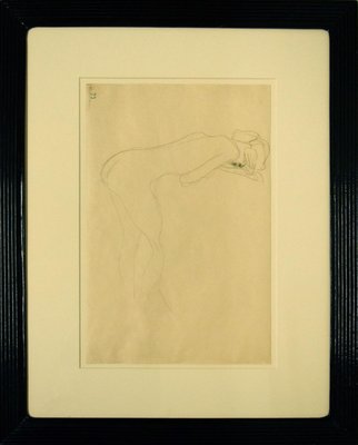 Gustav Klimt, Nude of Woman Reclined on the Back of a Chair on the Right, Original Drawing circa 1905-ZCI-756188