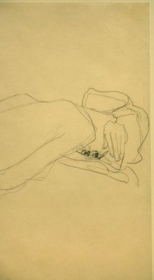 Gustav Klimt, Nude of Woman Reclined on the Back of a Chair on the Right, Original Drawing circa 1905-ZCI-756188