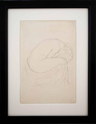 Gustav Klimt, Zusammengekauert sitzender Akt nach rechts, 1908/09, Pencil on Paper-TJY-1411329