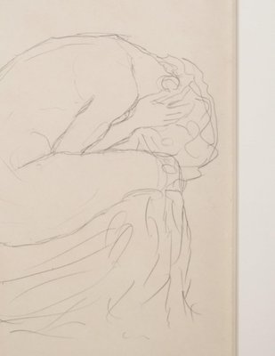 Gustav Klimt, Zusammengekauert sitzender Akt nach rechts, 1908/09, Pencil on Paper-TJY-1411329