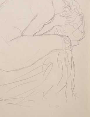 Gustav Klimt, Zusammengekauert sitzender Akt nach rechts, 1908/09, Pencil on Paper-TJY-1411329