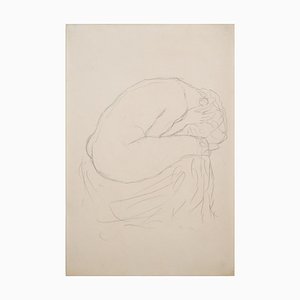 Gustav Klimt, Zusammengekauert sitzender Akt nach rechts, 1908/09, Pencil on Paper-TJY-1411329