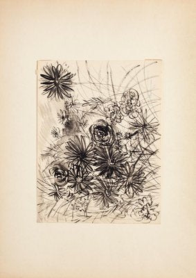 Gustave Bourgogne, Flowers Composition, China Ink and Watercolor, Mid-20th Century-ZCI-871644