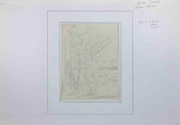 Gustave Pierre, Garden, Original Drawing, Early 20th-Century-ZCI-1260075