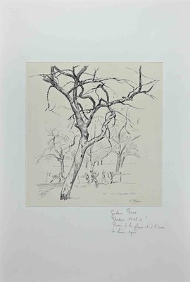 Gustave Pierre, Trees, Original China Ink and Pen Drawing, Early 20th-Century-ZCI-1260102