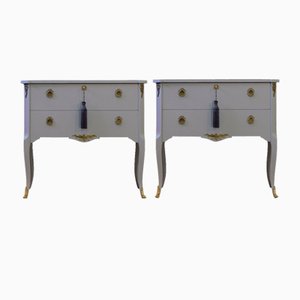 Gustavian Commodes with Marble Slabs, 1950s, Set of 2-VTA-1440738