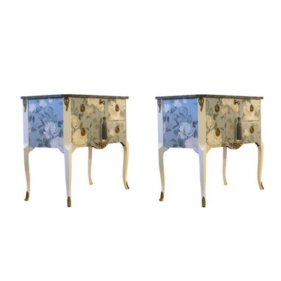 Gustavian Louis XV Style Chests with Floral Pattern, 1950s, Set of 2-VTA-1440668