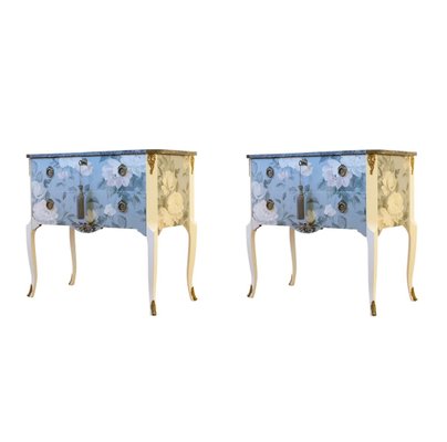 Gustavian Louis XV Style Chests with Floral Pattern, 1950s, Set of 2-VTA-1440668