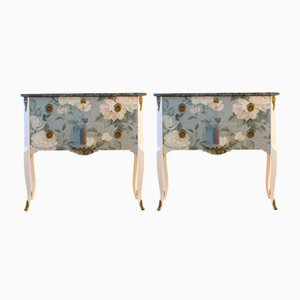 Gustavian Louis XV Style Chests with Floral Pattern, 1950s, Set of 2-VTA-1440668