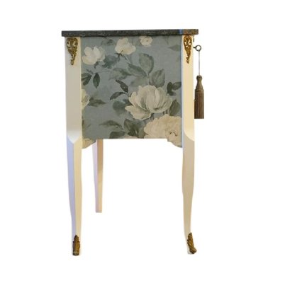 Gustavian Style Commode with Floral Blue Design, 1950s-VTA-1440671