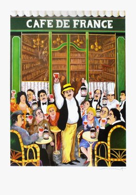 Guy Buffet, Café De France, Lithograph on Bfk Rives Paper-FMZ-1145524