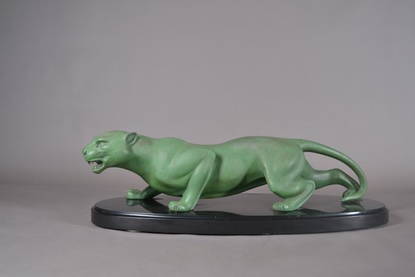 Guy Debe, Large Art Deco Panther Sculpture, 1930s, Metal-AVH-2016413