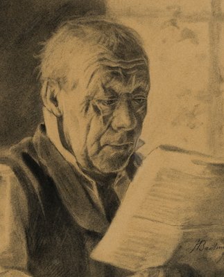 H. Bachmann, Old Man Reading the Newspaper, 1896, Pencil-OJR-1273340